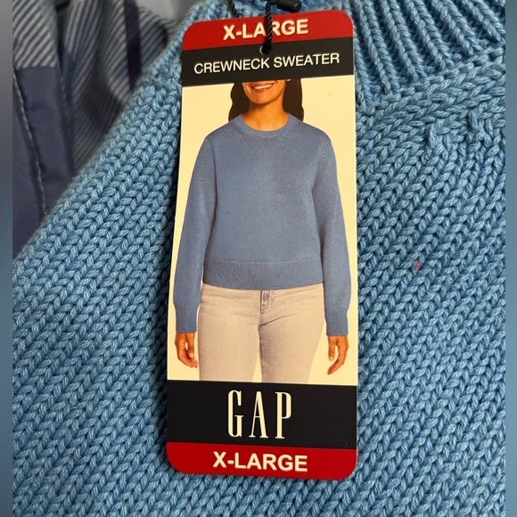 NWT Gap Women's Blue Crewneck Sweater XL - Picture 6 of 7
